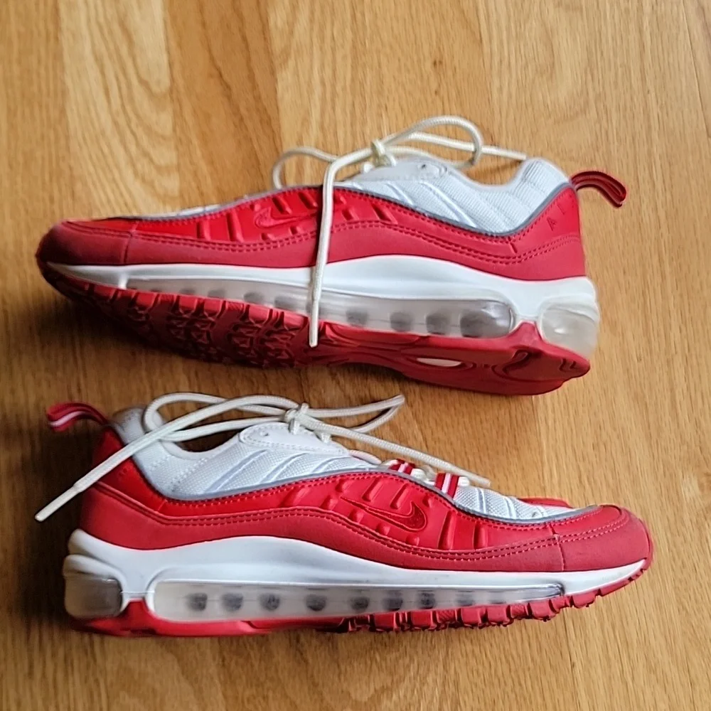 Nike Air Max Red White Youth Unisex Sneaker Leather & Mesh Upper